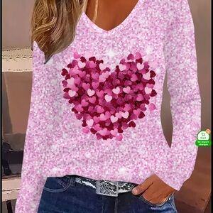 Pink Heart Pattern Women's Top